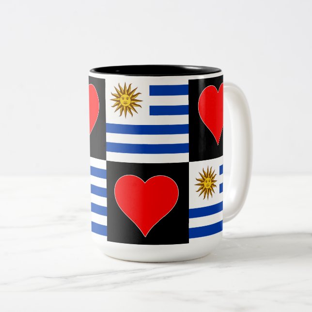 Uruguay Flagga Heart Mönster-Roligten Patriotic Ur Två-Tonad Mugg (Framsida höger)