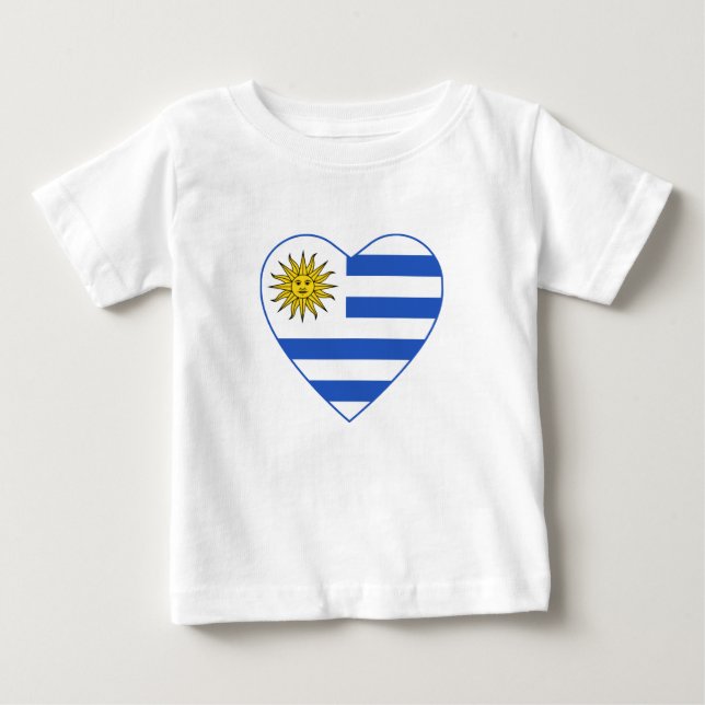 Uruguay Flagga Heart T-Shirt (Framsida)