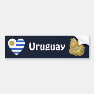 Uruguay Flagga Hjärta + Karta Bildäckslapp Bildekal