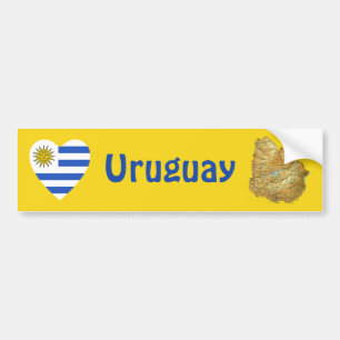 Uruguay Flagga Hjärta + Karta Bildäckslimma Bildekal