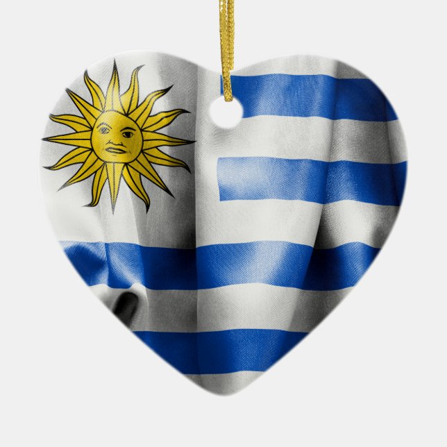 Uruguay Flagga Hjärtformad Prydnad Julgransprydnad Keramik (Framsidan)