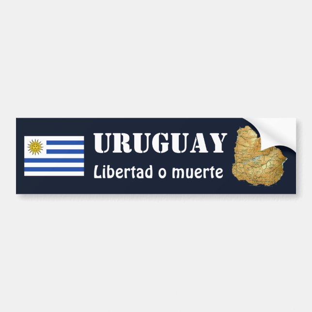 Uruguay Flagga + Karta Bildäckslapp Bildekal (Framsidan)