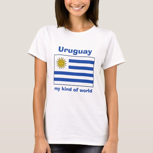 Uruguay Flagga + Karta + Text T-Shirt (Framsida)