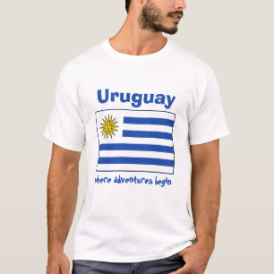 Uruguay Flagga + Karta + Text T-Shirt