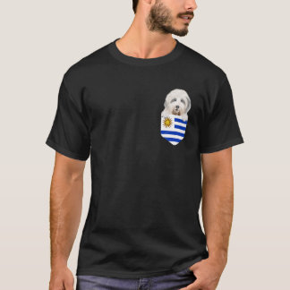 Uruguay Flagga Old English Sheepdog Hund in Pocket T Shirt