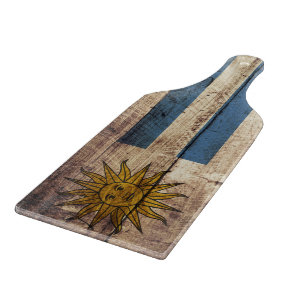 Uruguay flagga på gammalt Wood korn