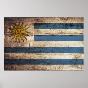 Uruguay Flagga på Old Wood Grain Poster