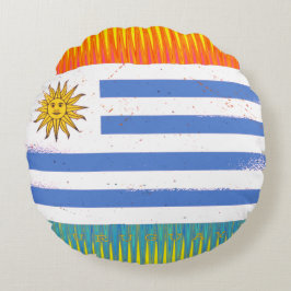 Uruguay Flagga Rund Kudde