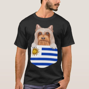Uruguay Flagga Silky Terrier Hund in Pocket T Shirt