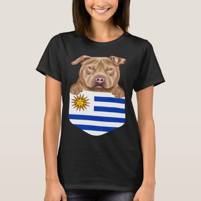 Uruguay Flagga Usa Stbudsdshire Terrier Hund in Po T Shirt (Framsida)
