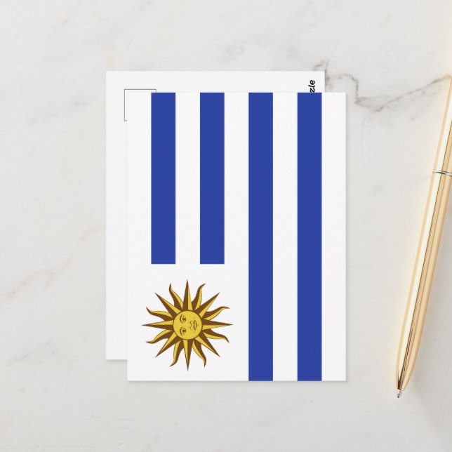 Uruguay flagga vykort (Fram/Back In Situ)