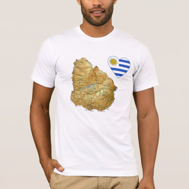 Uruguay flaggahjärta och kartaT-tröja Tröja (Framsida)