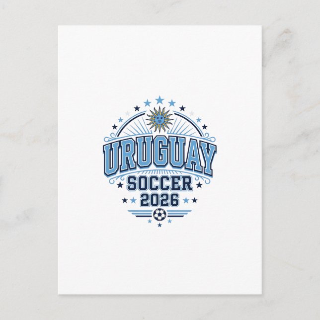 Uruguay Fotboll 2026 Fotboll Fet Land Typografi Vykort (Framsida)