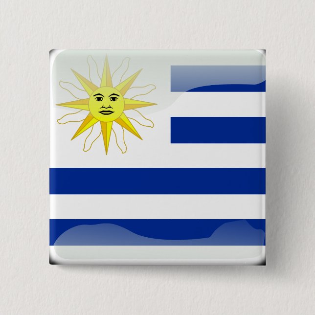 Uruguay glansig flagga knapp (Framsida)