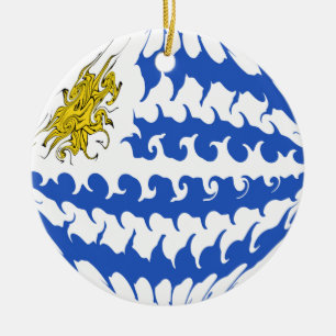 Uruguay Gnarly flagga Julgransprydnad Keramik