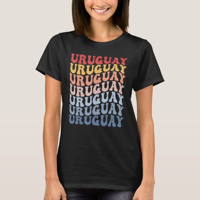 Uruguay Groovy Retro Uruguayan T Shirt (Framsida)