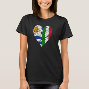 Uruguay Italien Heart Italiana Flagga urayan Flagg T Shirt