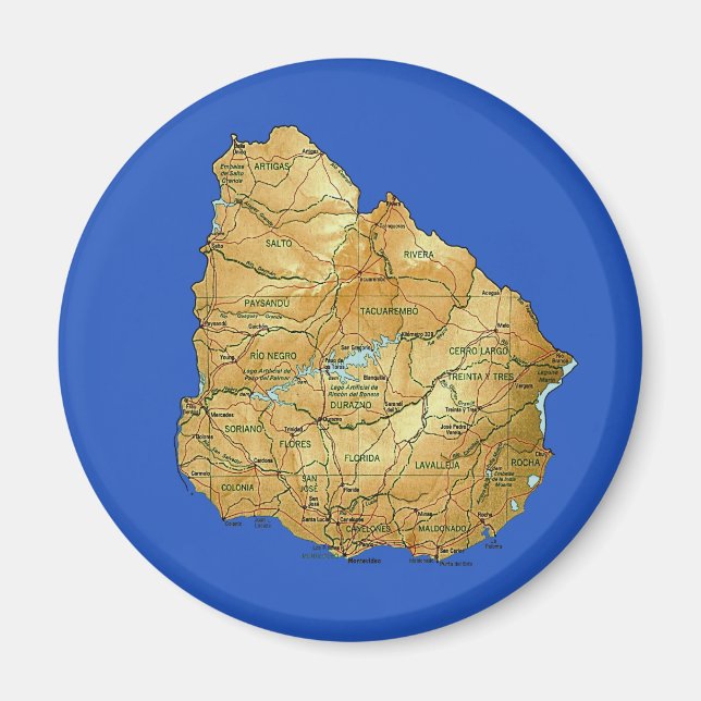 Uruguay Karta Magnet (Framsidan)