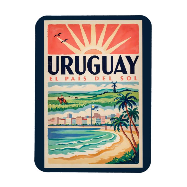 Uruguay Kultur Illustration Resa Konst Vintage Magnet (Vertikal)