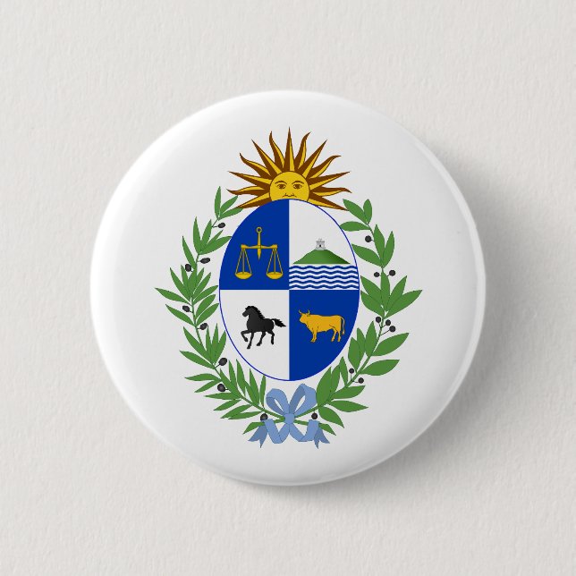 Uruguay lands coat vapen symbol emblem flagga knapp (Framsida)