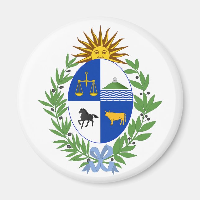 Uruguay lands coat vapen symbol emblem flagga magnet (Framsidan)