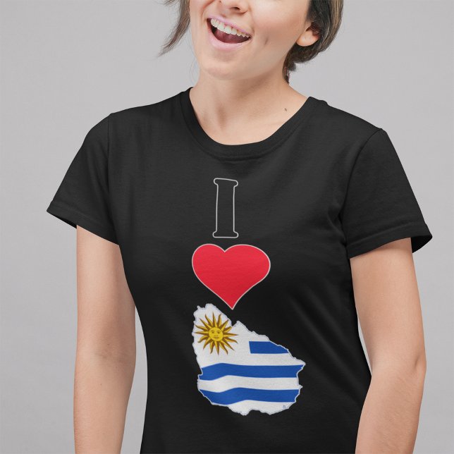 Uruguay Lodrät I Kärlek uruguayanska Flagga-kvinno T Shirt (Skapare uppladdad)