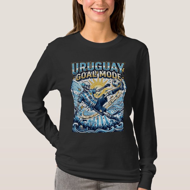 Uruguay Mål Läge Skelett Anfallare Nationer Dynami T Shirt (Framsida)