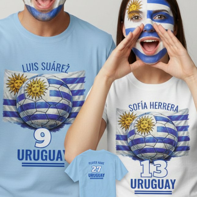 Uruguay National Football Heritage Flag Soccer T Shirt (Skapare uppladdad)