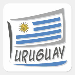 Uruguay Pride X Flagga Fyrkantigt Klistermärke
