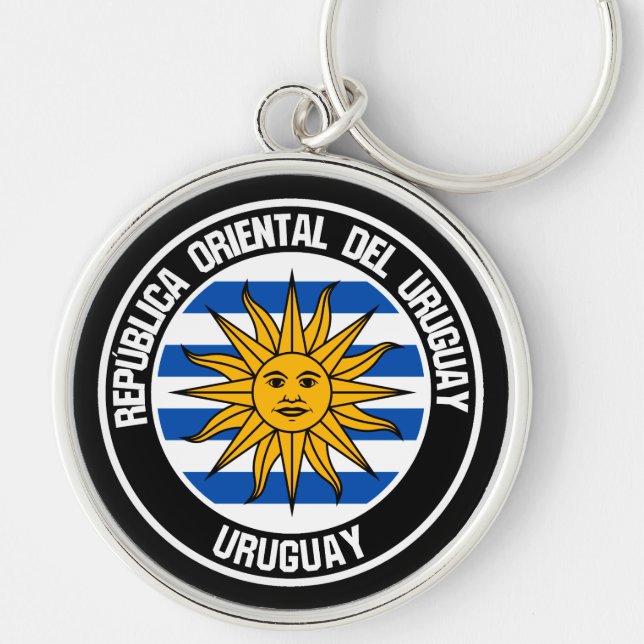 Uruguay Round Emblem Rund Silverfärgad Nyckelring (Framsidan)