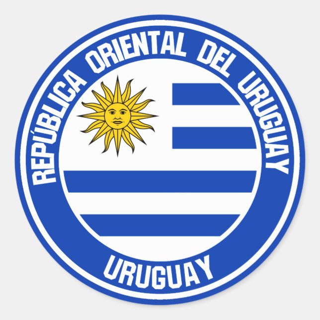 Uruguay Round Emblem Runt Klistermärke (Framsida)