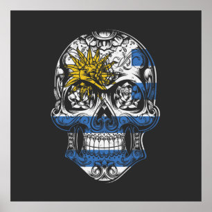 Uruguay Skull och Ro Flagga Poster