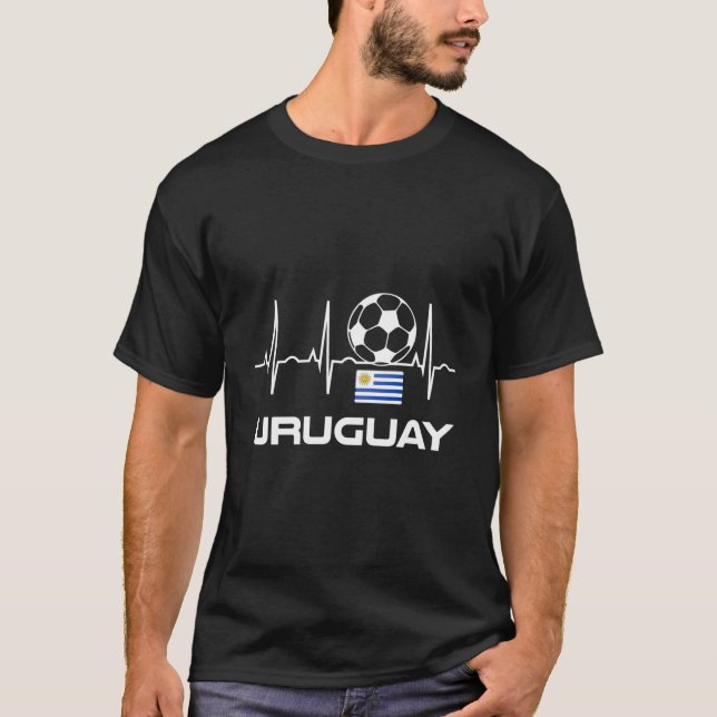 Uruguay Soccer Hoodie - Uruguay Futbol Heartslag H T Shirt (Framsida)