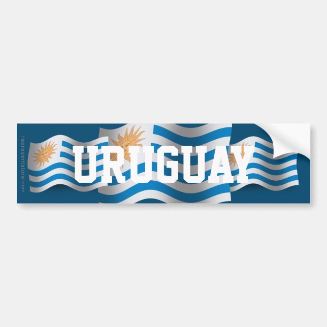 Uruguay som vinkar flagga bildekal (Framsidan)