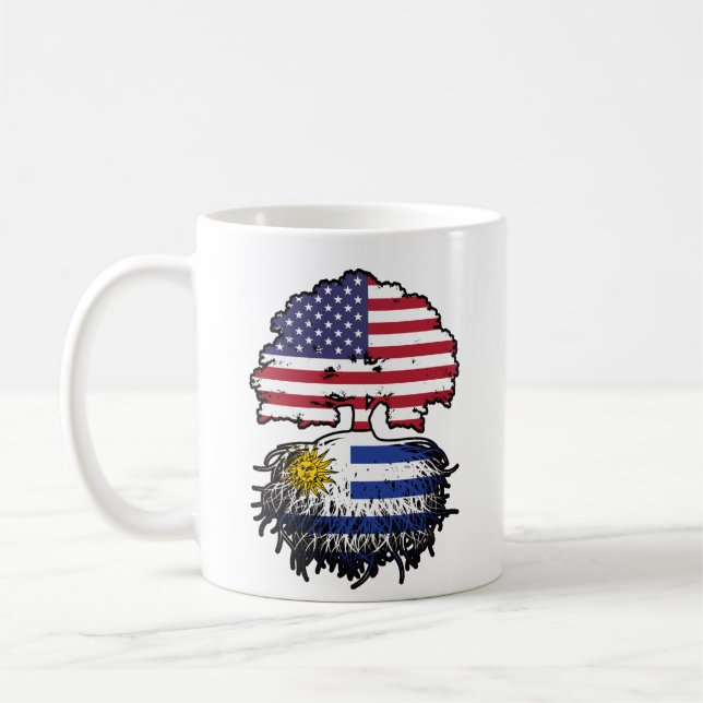 Uruguay Uruguay American USA Träd Roots Flagga Kaffemugg (Vänster)