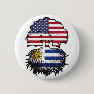 Uruguay Uruguay American USA Träd Roots Flagga Knapp