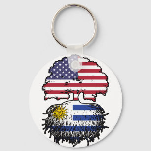Uruguay Uruguay American USA Träd Roots Flagga Nyckelring