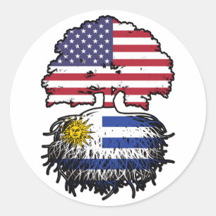 Uruguay Uruguay American USA Träd Roots Flagga Runt Klistermärke