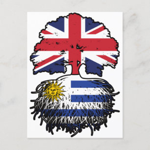 Uruguay Uruguay British UK Träd Roots Flagga Vykort