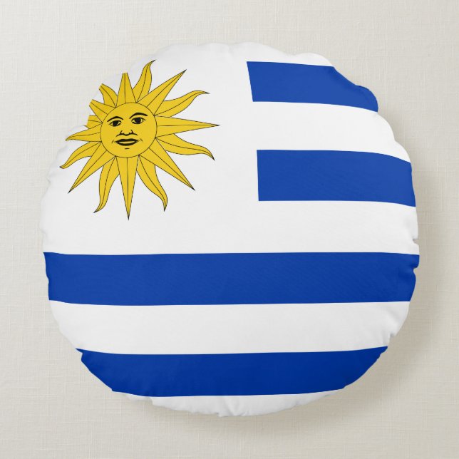 Uruguay (Uruguay)-Flagga Rund Kudde (Framsidan)