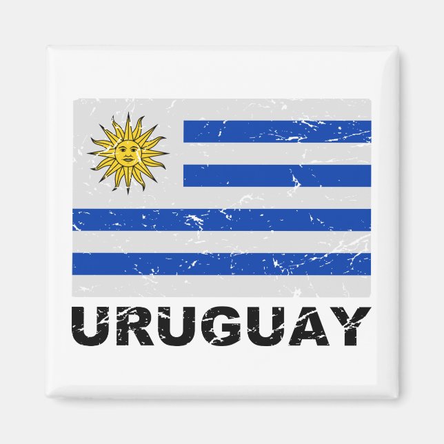 Uruguay Vintage Flagga Magnet (Framsidan)