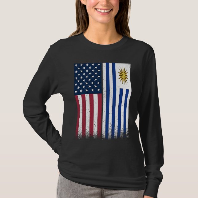 Uruguayan Flag  USA And Uruguay Flags Proud Urugua T Shirt (Framsida)