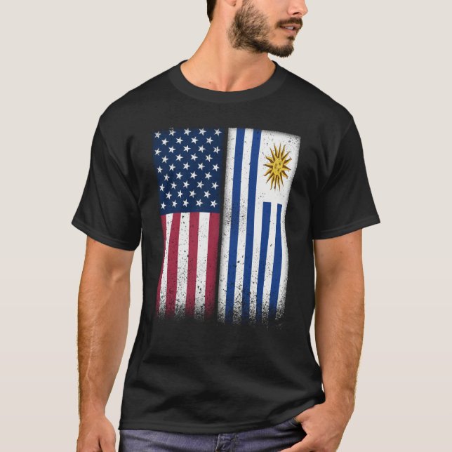 Uruguayan Flag USA And Uruguay Flags Proud Uruguay T Shirt (Framsida)