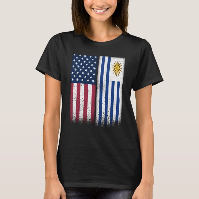 Uruguayan Flag USA And Uruguay Flags Proud Uruguay T Shirt (Framsida)