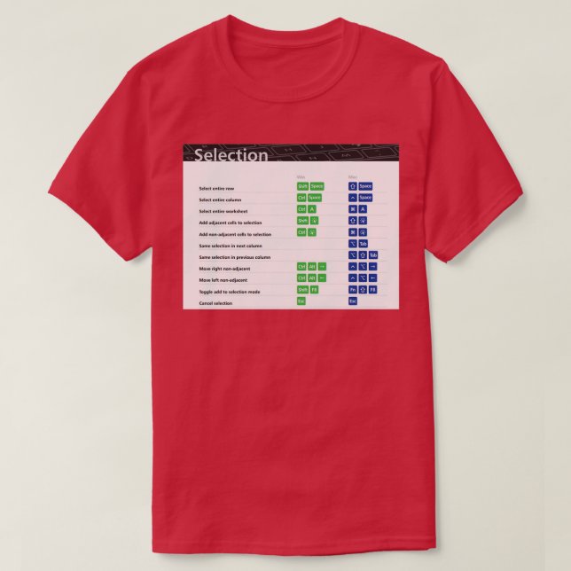 Urval av Excel Tangentbord-genvägar Excel-genvägar T Shirt (Design framsida)