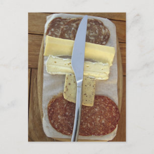Urval av gourmetost och styckad kött vykort