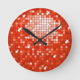 Urval för Disco Tiles Red print wall klocka