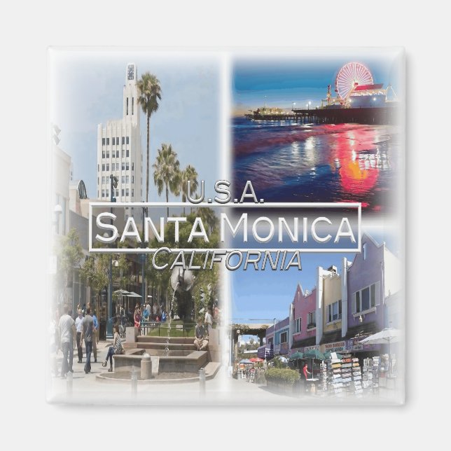 US0140 Amerika,Förenade Stater, Santa Monica Fridg Magnet (Framsidan)