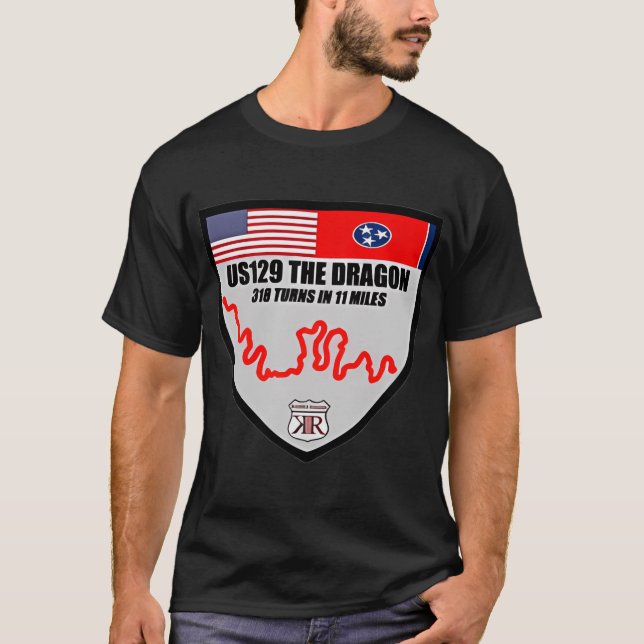 US129 Dragon Svan of Deals Gap Shield 2Sided T Shirt (Framsida)