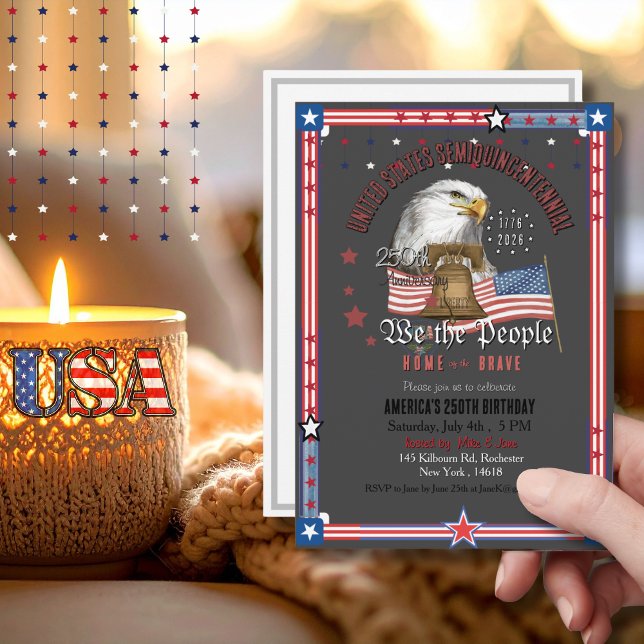 US 250 Anniversary We the People  Eagle & Bell Inbjudningar (US 250 Anniversary We the People Eagle & Bell Invitation)